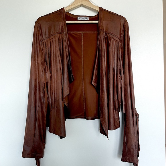 🌟 BRAND NEW - FRINGE, Faux Leather, Chocolate jacket 🌟 - Picture 2 of 2